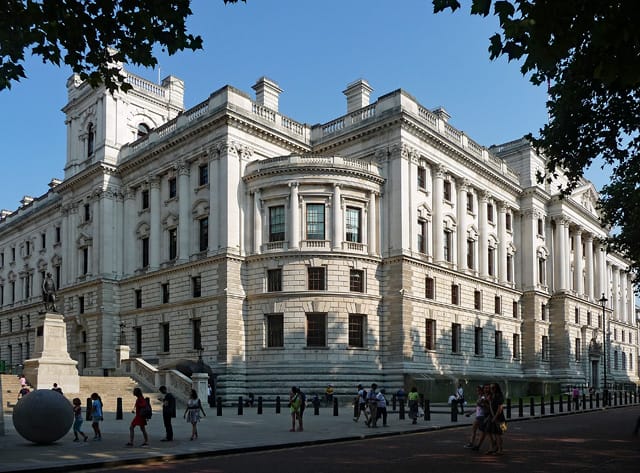 HM Treasury office on Horse Guards Road London